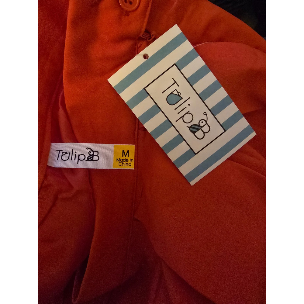 Tulip B Skirt Medium NWT Bright Coral Red Pleated Midi Lightweight - Picture 5 of 7